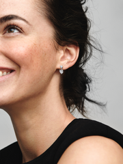 Double Heart Sparkling Stud Earrings - Sterling silver