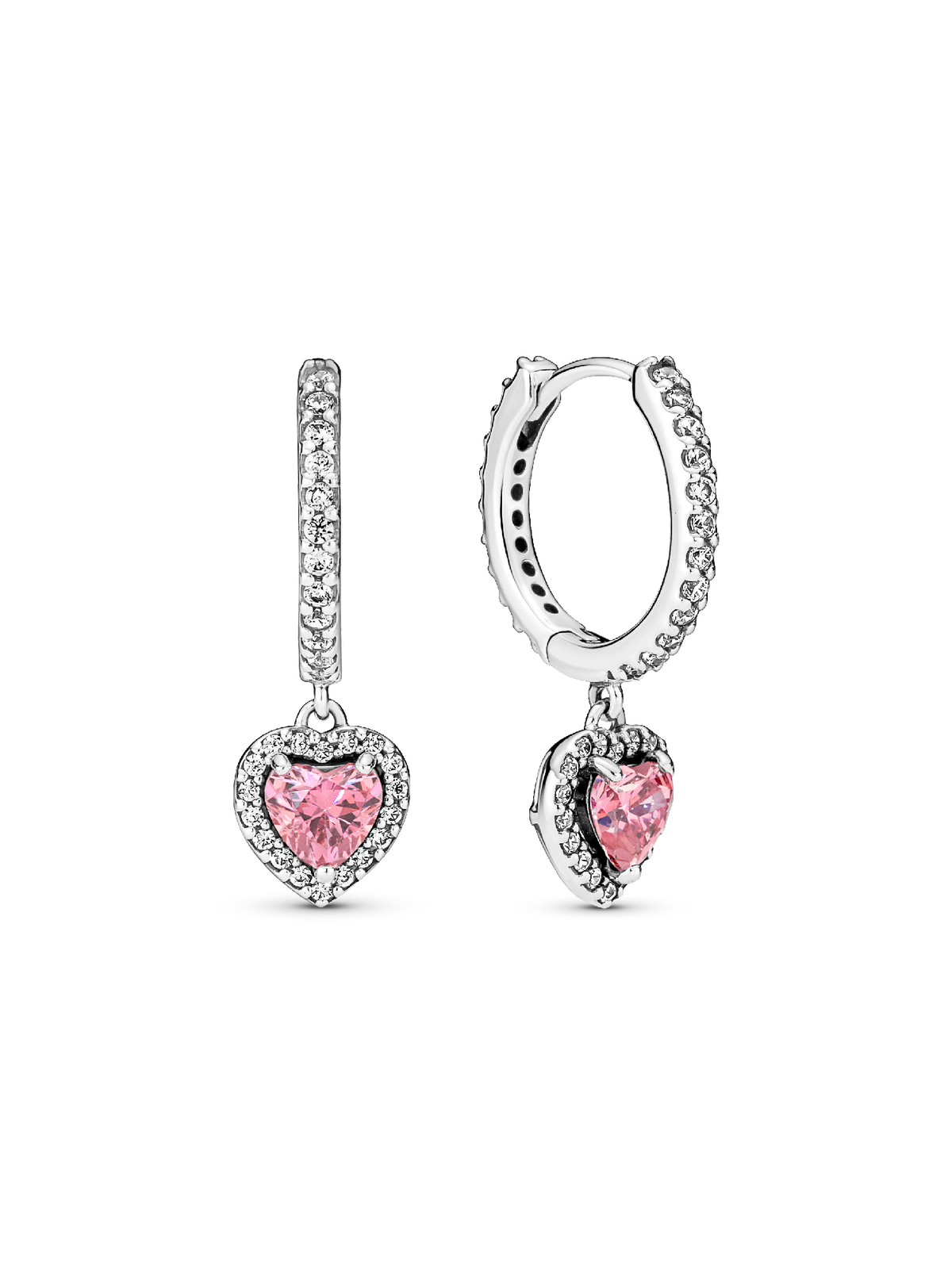 Sparkling Halo Heart Hoop Earrings - Sterling silver