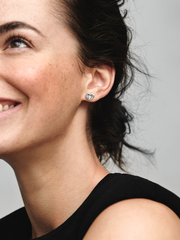 FINAL SALE - Radiant Heart & Floating Stone Stud Earrings - Sterling silver