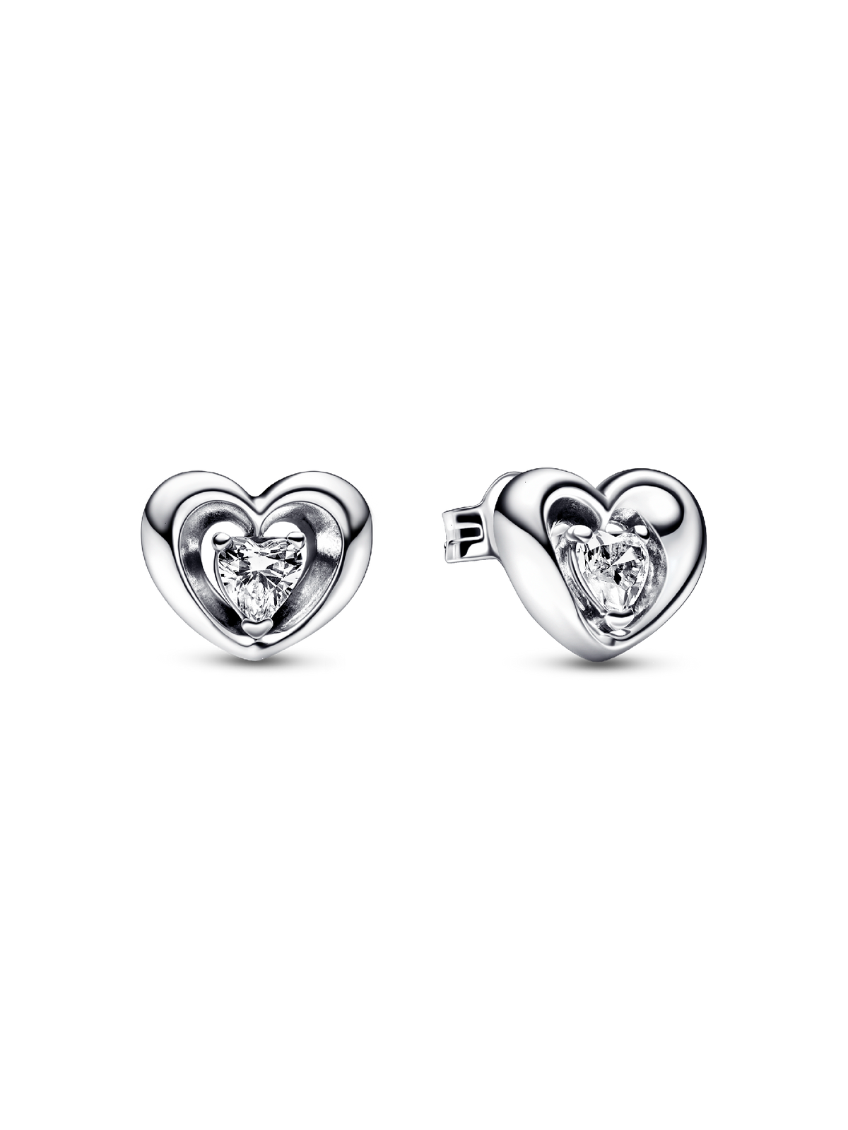FINAL SALE - Radiant Heart & Floating Stone Stud Earrings - Sterling silver