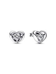FINAL SALE - Radiant Heart & Floating Stone Stud Earrings - Sterling silver