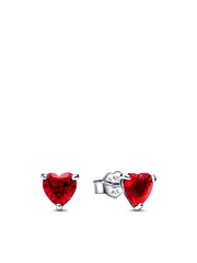Red Heart Stud Earrings - Sterling silver