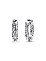 Pandora Timeless Pavé Single-row Hoop Earrings - Sterling silver