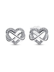 Sparkling Infinity Heart Stud Earrings - Sterling silver