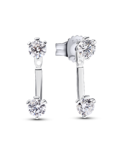 FINAL SALE - Pandora Nova Sterling Silver Lab-grown Diamond Stud Drop Jacket Earrings - 1.00 ct TW, Sterling silver