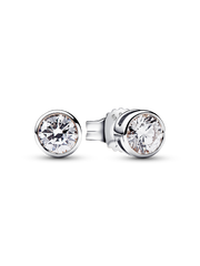 Pandora Era Bezel Sterling Silver Lab-grown Diamond Earrings - 0.50 ct TW, Sterling silver