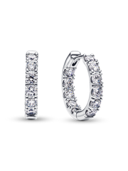 Sparkling Row Eternity Hoop Earrings - Sterling silver