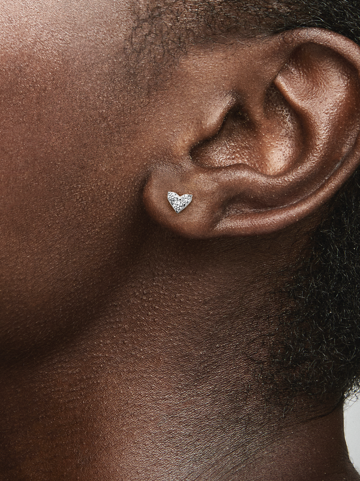 Triple Stone Heart Stud Earrings - Sterling silver