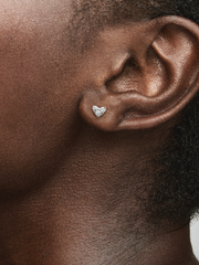 Triple Stone Heart Stud Earrings - Sterling silver