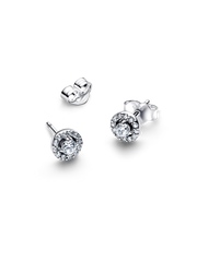 Round Pavé Halo Stud Earrings - Sterling silver