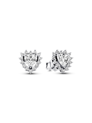 Sparkling Heart Halo Stud Earrings - Sterling silver
