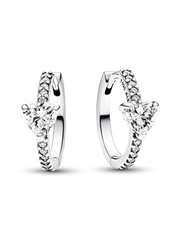 Sparkling Heart Hoop Earrings - Sterling silver