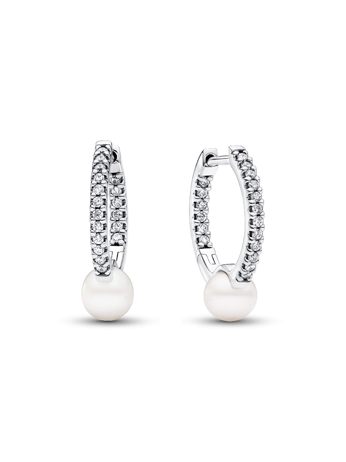 FINAL SALE - Treated Freshwater Cultured Pearl & Pavé Hoop Earrings - Sterling silver