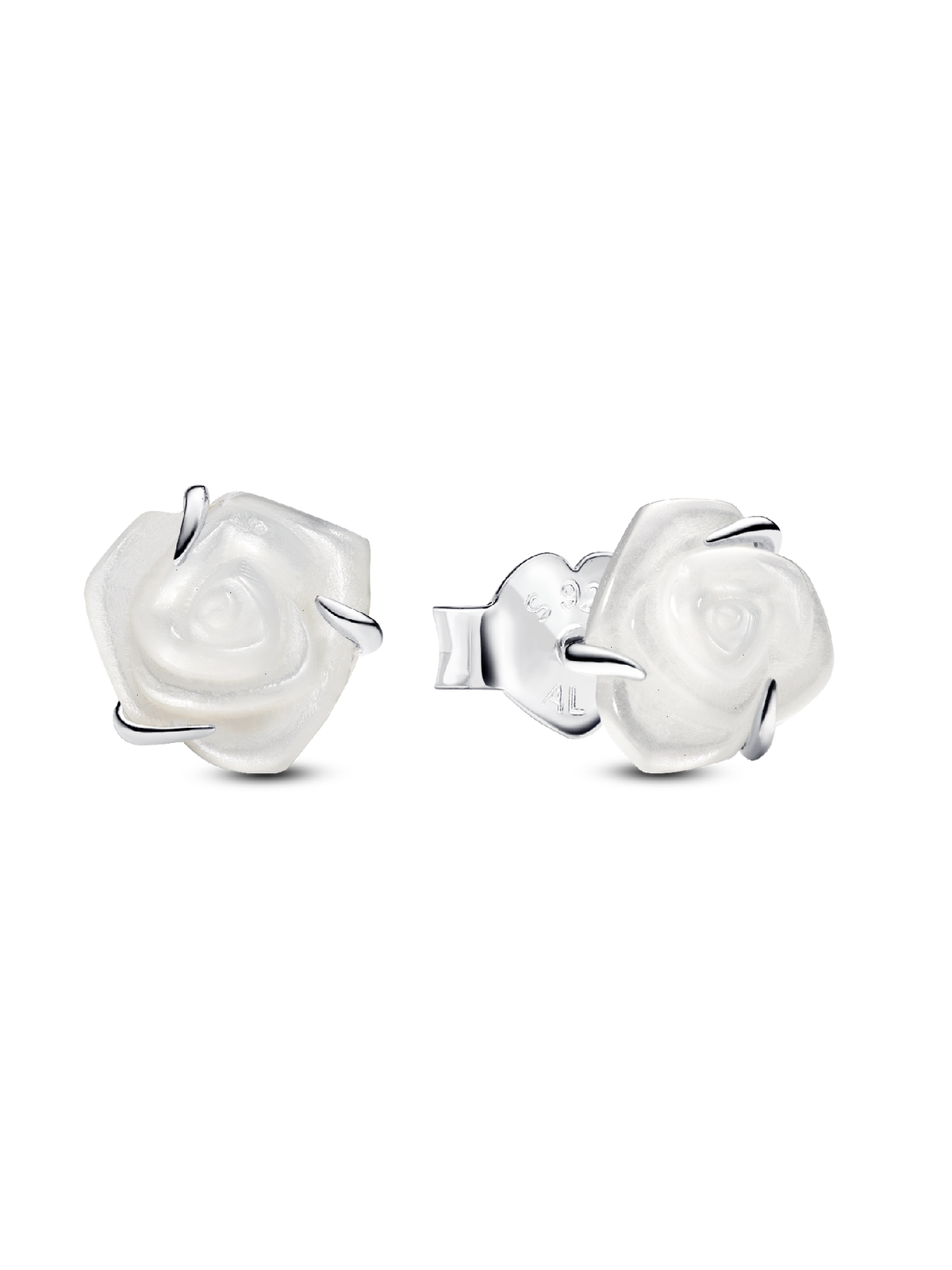 FINAL SALE - White Rose in Bloom Stud Earrings - Sterling silver