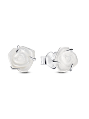 FINAL SALE - White Rose in Bloom Stud Earrings - Sterling silver