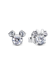 Disney Mickey Mouse & Minnie Mouse Sparkling Stud Earrings - Sterling silver