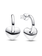 Heart Open Hoop Earrings - Sterling silver