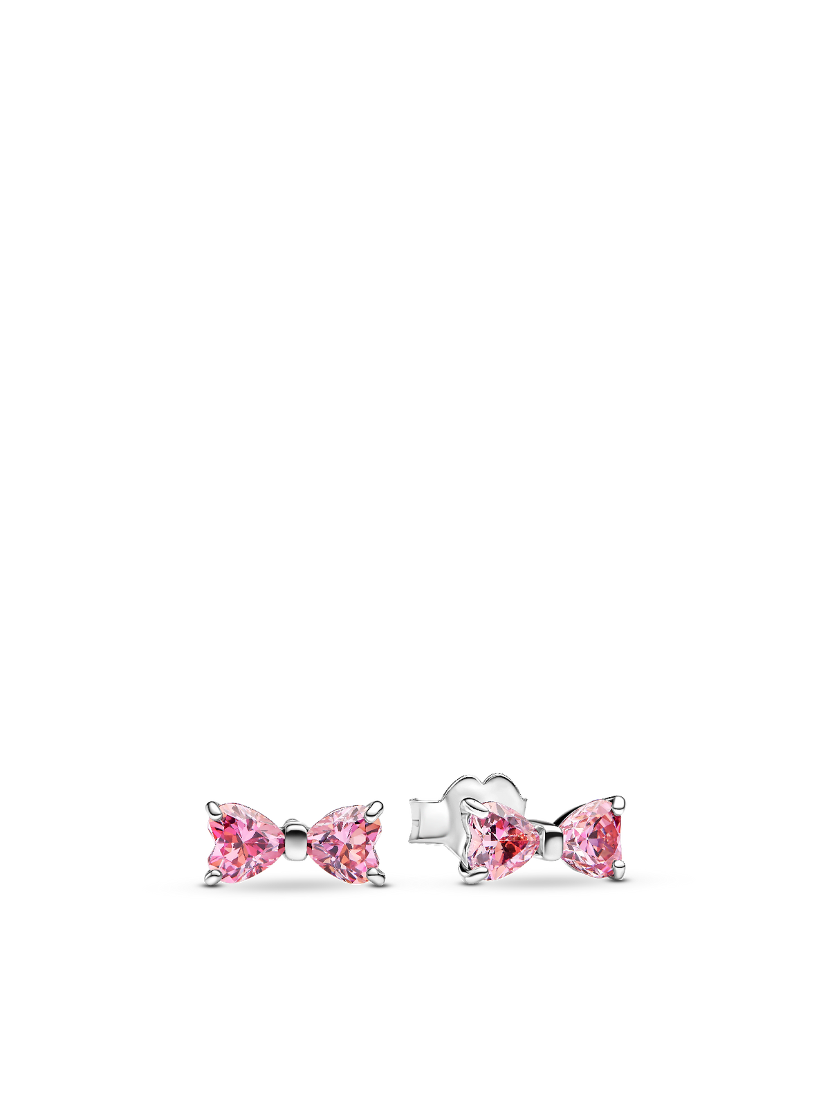 Sparkling Pink Bow Stud Earrings - Sterling silver