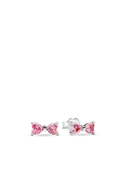 Sparkling Pink Bow Stud Earrings - Sterling silver