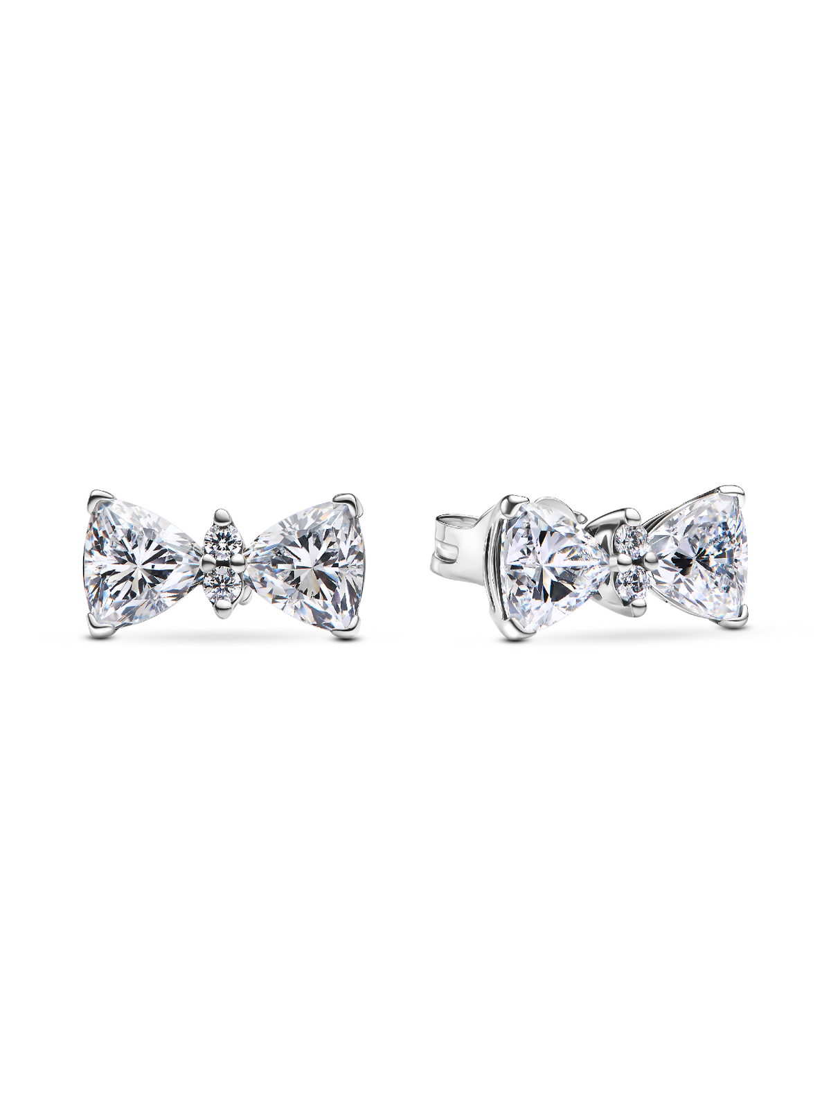 Sparkling Bow Stud Earrings - Sterling silver