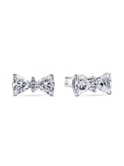 Sparkling Bow Stud Earrings - Sterling silver
