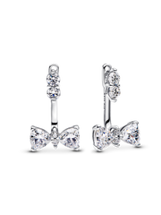 FINAL SALE - Sparkling Bow Drop Earrings - Sterling silver