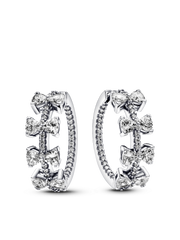 FINAL SALE - Sparkling Bow Row Hoop Earrings - Sterling silver