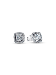 Square Halo Stud Earrings - Sterling silver