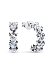 FINAL SALE - Sparkling Hearts Open Hoop Earrings - Sterling silver