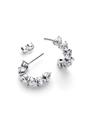 FINAL SALE - Sparkling Hearts Open Hoop Earrings - Sterling silver