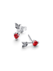 FINAL SALE - Arrow & Murano Glass Heart Stud Earrings - Sterling silver