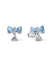 Bridgerton Blue Bow Stud Earrings - Sterling silver