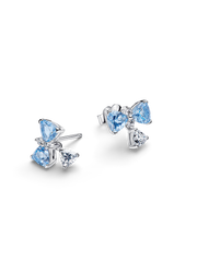 Bridgerton Blue Bow Stud Earrings - Sterling silver