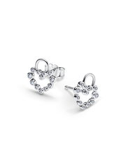 Sparkling Heart Padlock Stud Earrings - Sterling silver