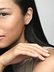 Round Sparkle Stud Earrings - Sterling silver