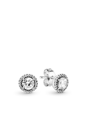 Round Sparkle Stud Earrings - Sterling silver