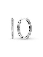 Sparkle and Hearts Hoop Earrings - Sterling silver