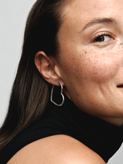 Asymmetrical Heart Hoop Earrings - Sterling silver