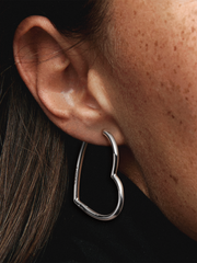 Asymmetrical Heart Hoop Earrings - Sterling silver
