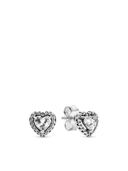Elevated Heart Stud Earrings - Sterling silver