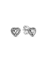 Elevated Heart Stud Earrings - Sterling silver