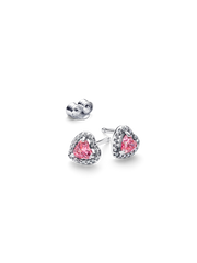 Elevated Pink Heart Stud Earrings - Sterling silver