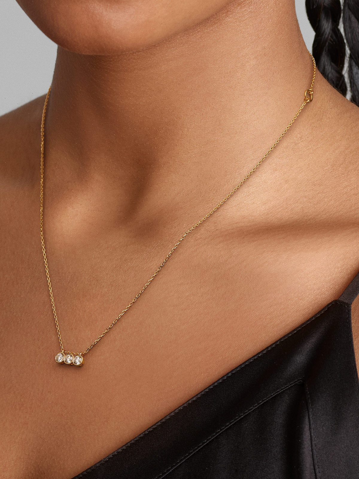 FINAL SALE - Pandora Era Bezel 14k Gold Triple Lab-grown Diamond Pendant Necklace - 0.45 ct TW, 14k gold