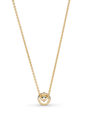 Sparkling Round Halo Pendant Collier Necklace - 14k gold plating