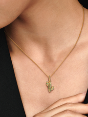 FINAL SALE - Sparkling Desert Cactus Pendant - 14k gold plating