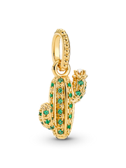 FINAL SALE - Sparkling Desert Cactus Pendant - 14k gold plating