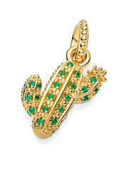 FINAL SALE - Sparkling Desert Cactus Pendant - 14k gold plating