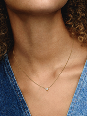 Triple Stone Heart Collier Necklace - 14k gold plating