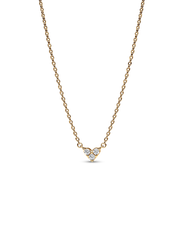 Triple Stone Heart Collier Necklace - 14k gold plating