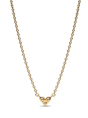 Triple Stone Heart Collier Necklace - 14k gold plating